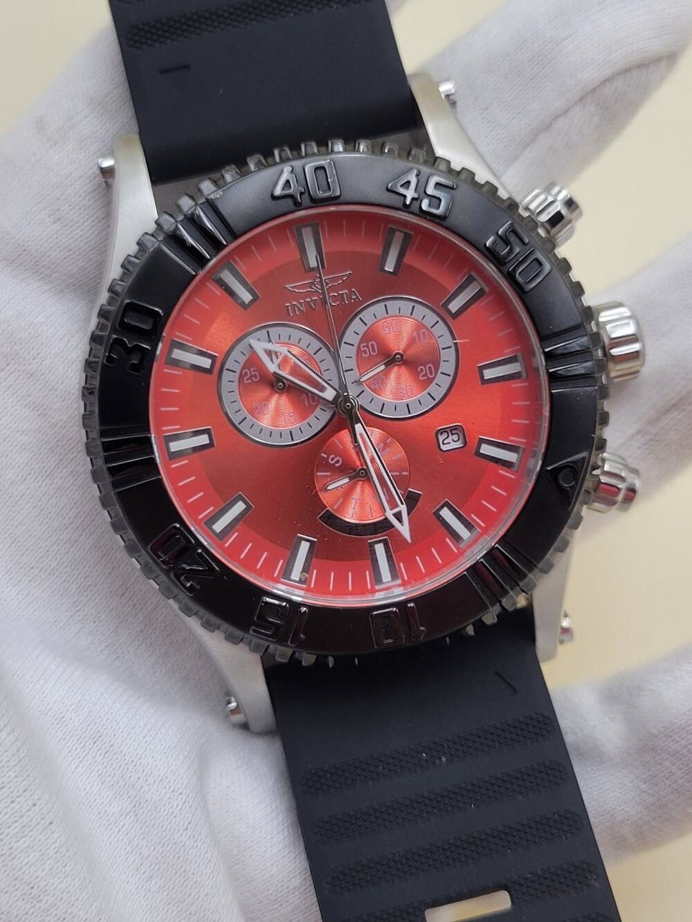Invicta Sea Spider Men's Chronograph Watch 15382 Red Black Stainless Poly
